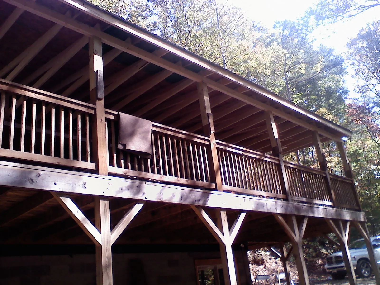 Timber framing under a new elevated porch and deck — Roof Leak Repair in Chesterton by Roofing Brothers